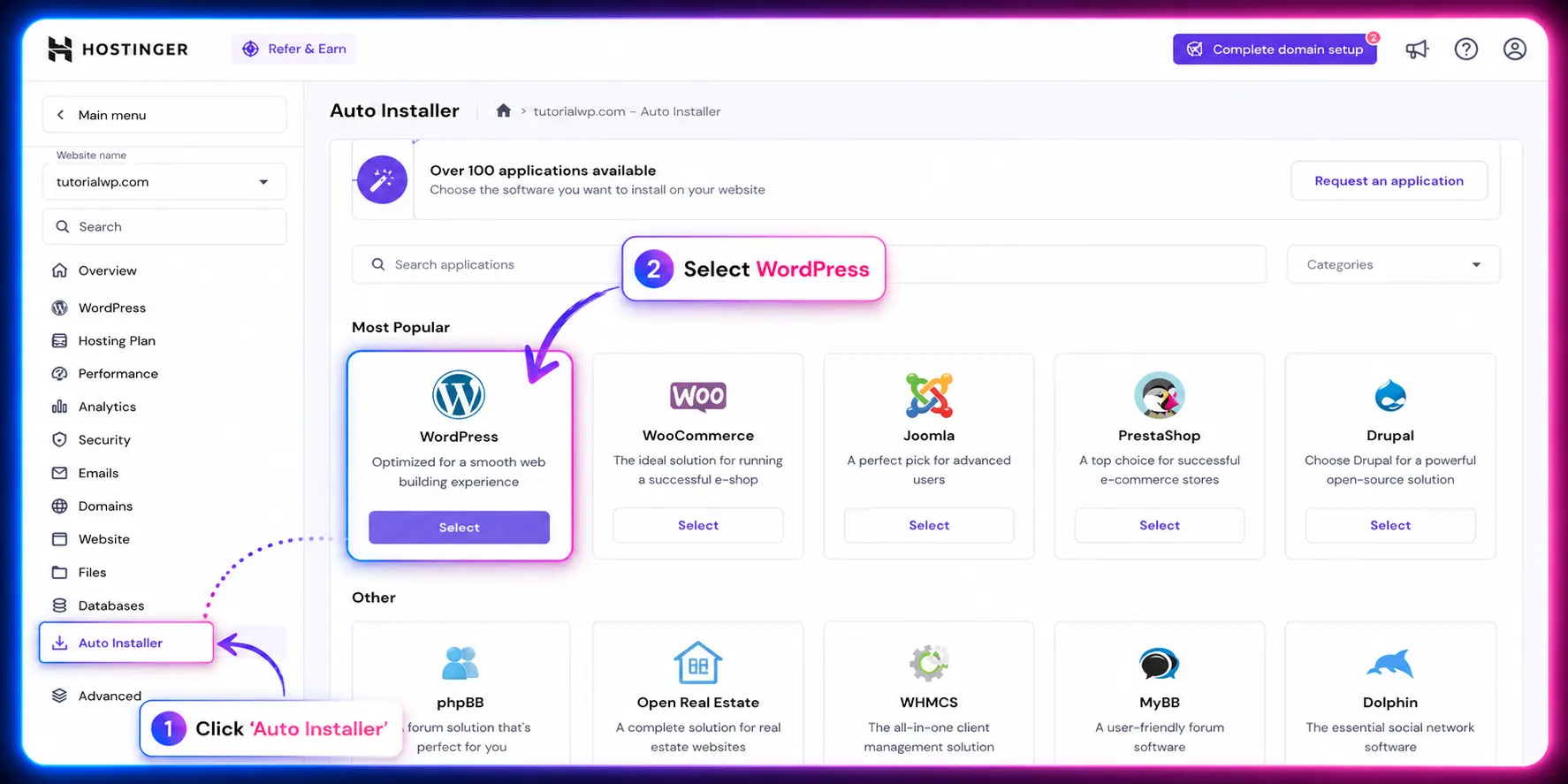Hostinger WordPress auto-installer