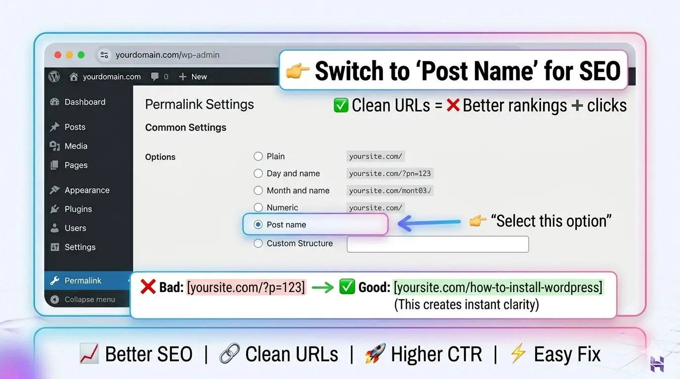 Permalink settings in Hostinger WordPress