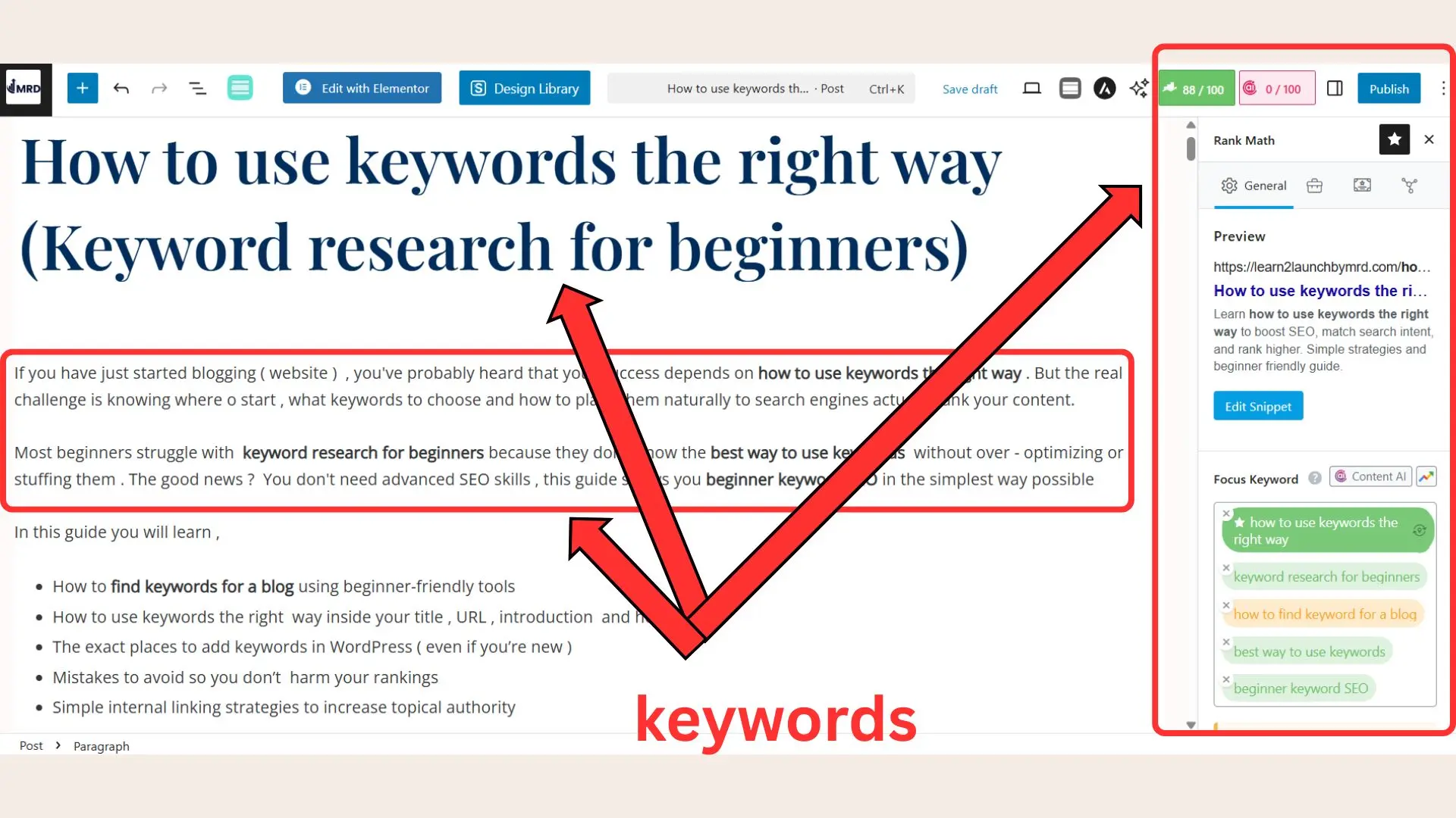 best way to use keywords
