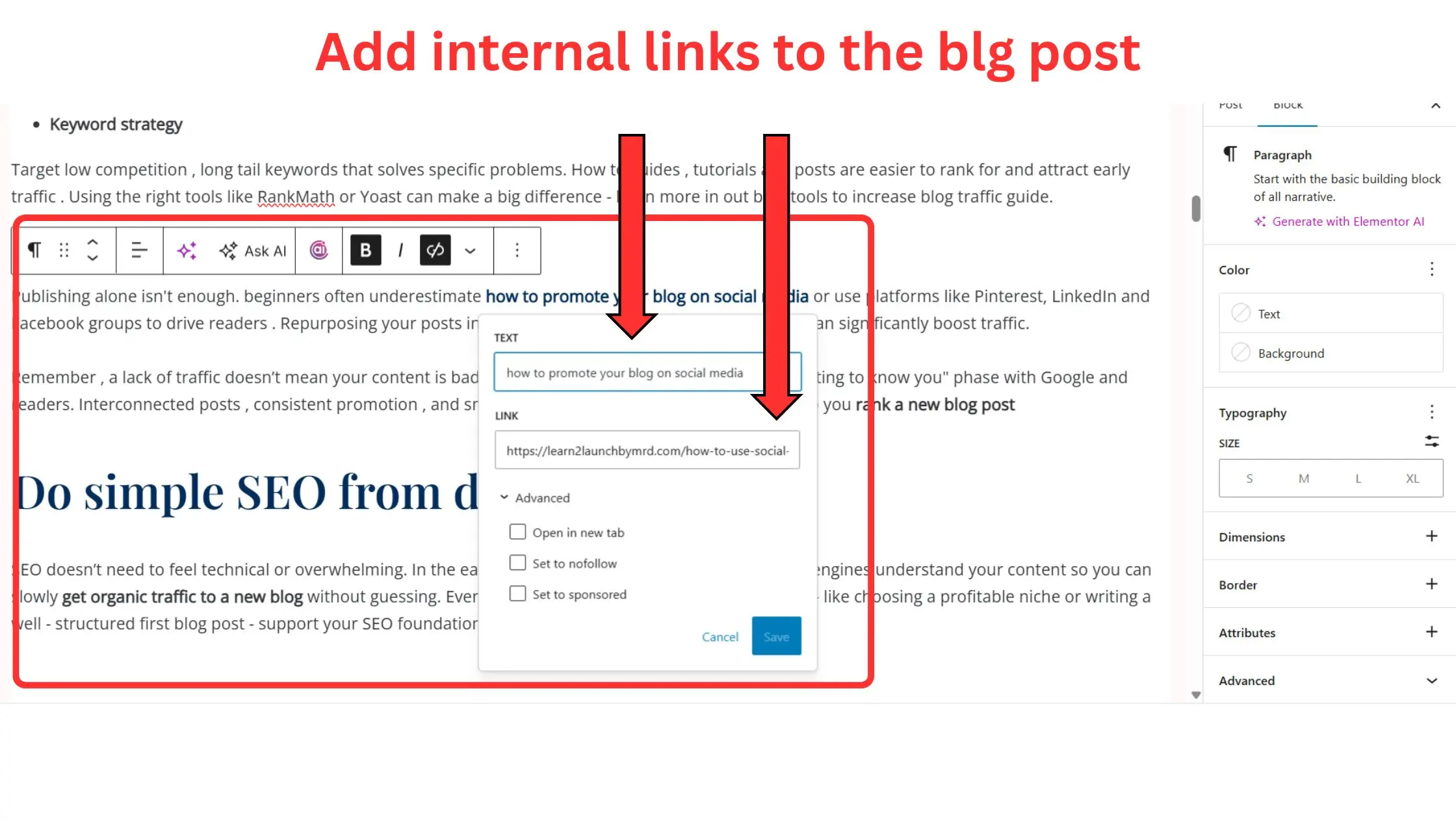 How to rank a new blog post - internal linking