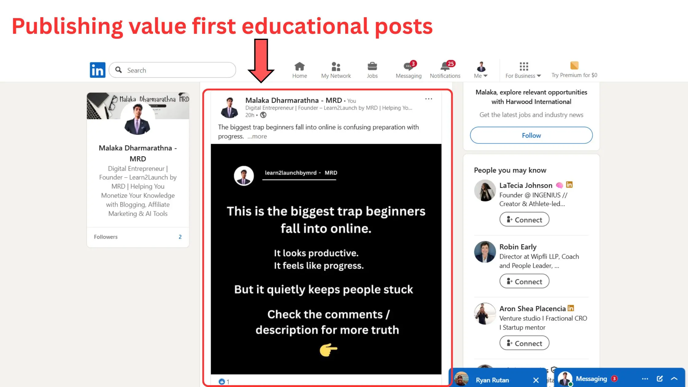 how to gain audience trust online - publishing value first educational posts