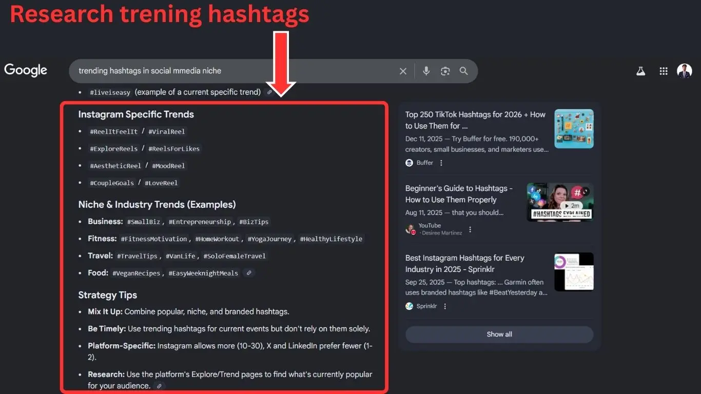 social media growth mistakes - research hashtags