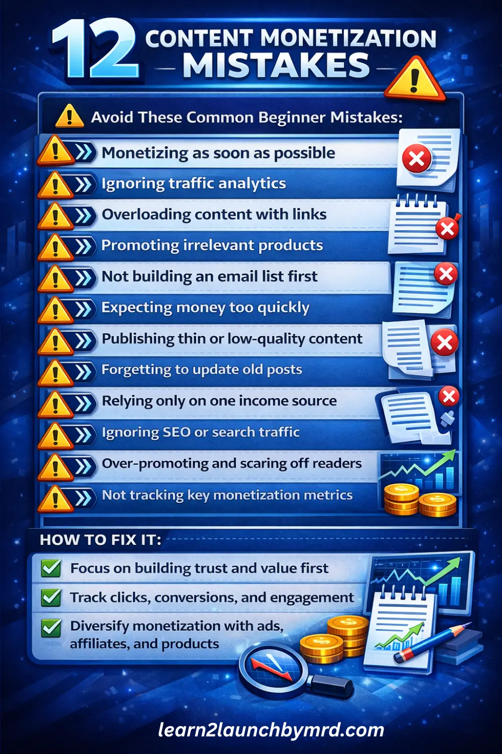 common mistakes beginners make when monetizing content