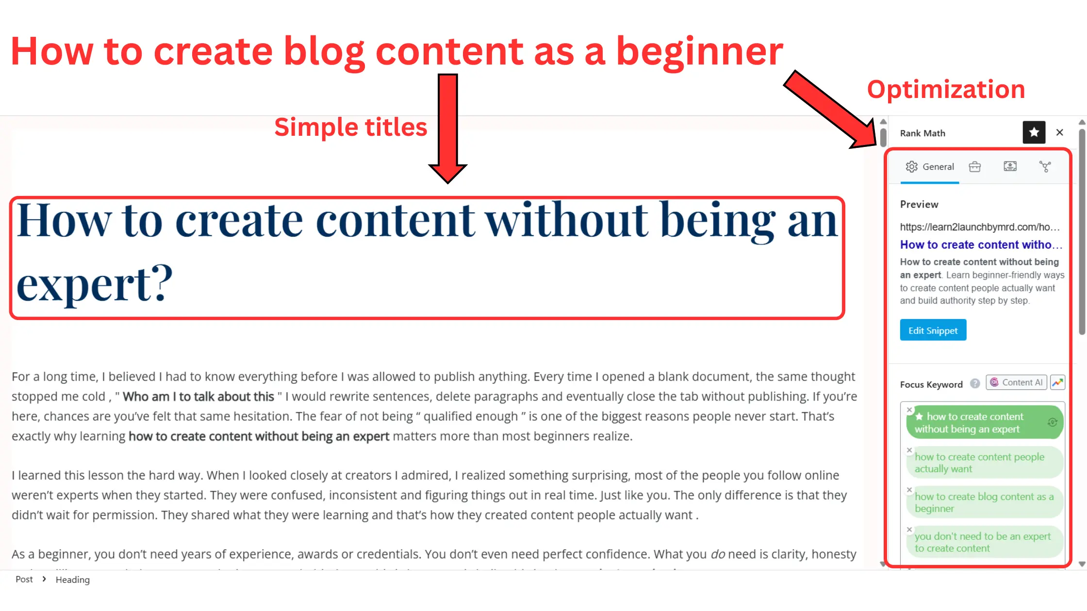 how to create blog content as a beginner