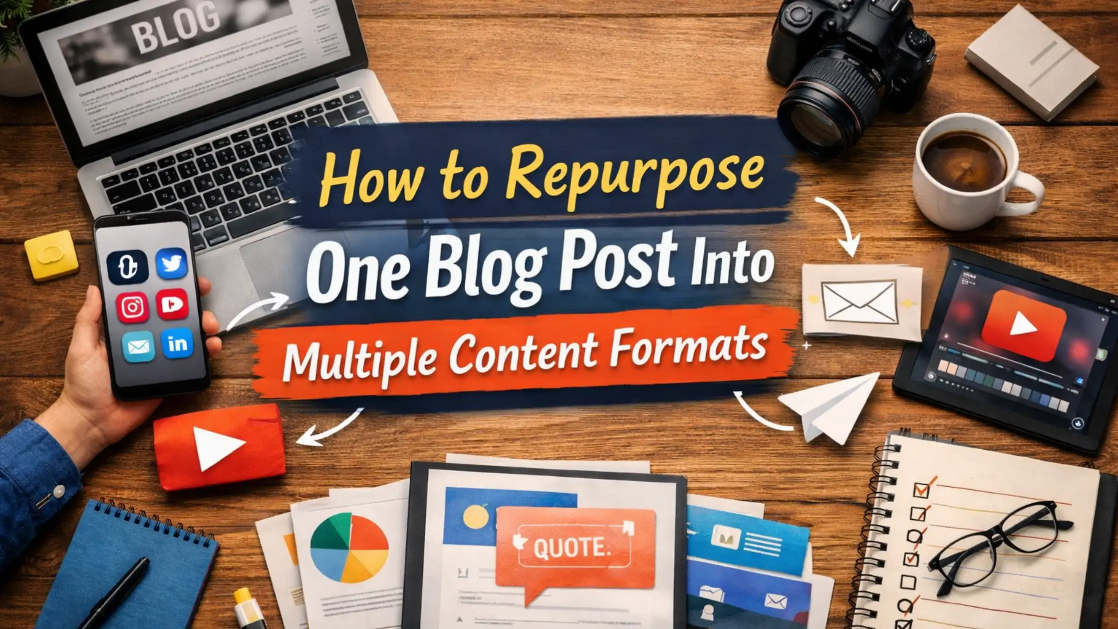 how to repurpose one blog post into multiple content formats - featured image