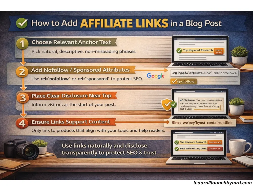 where to place affiliate links in blog posts - beginner method