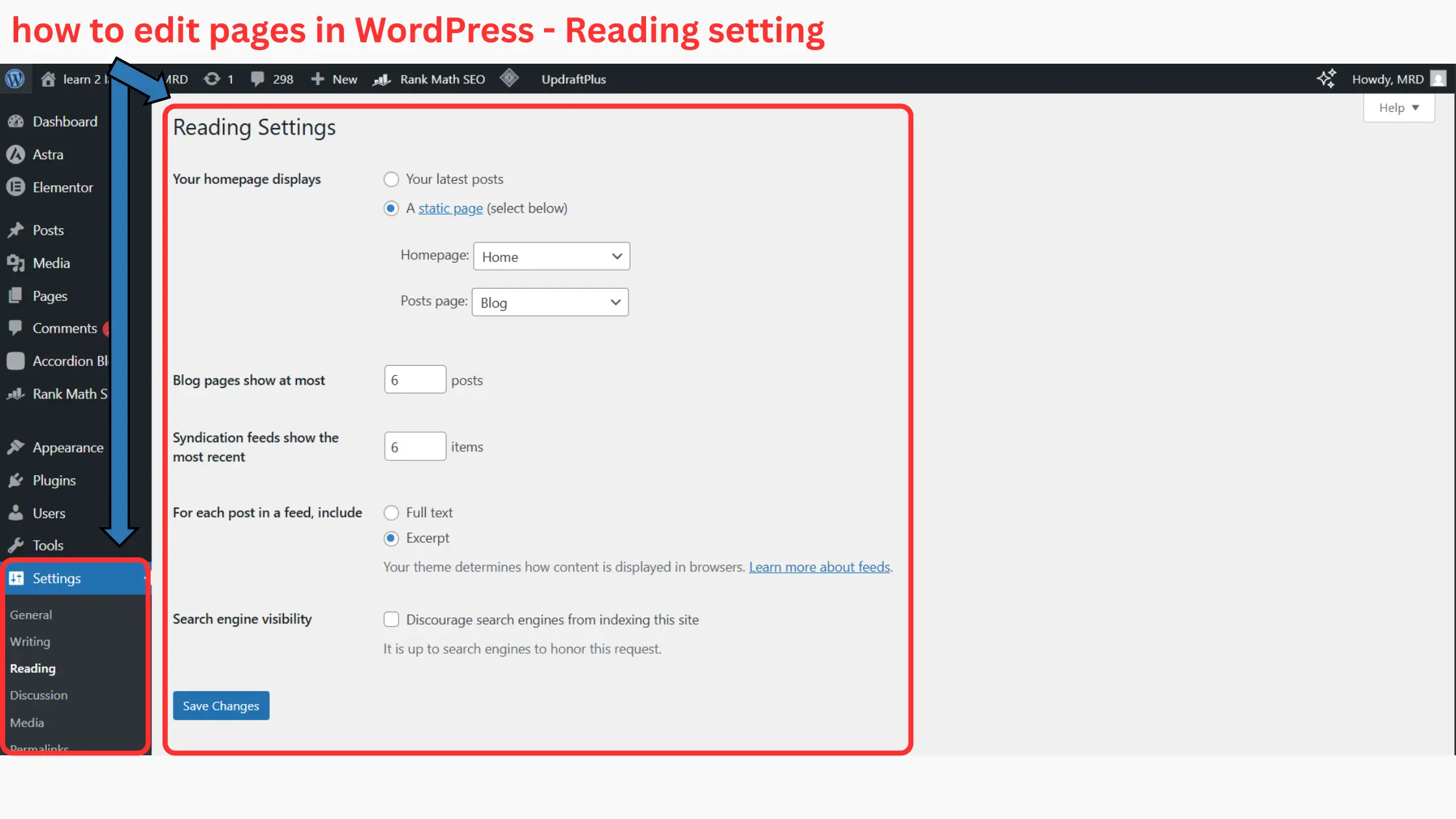 how to edit pages in WordPress