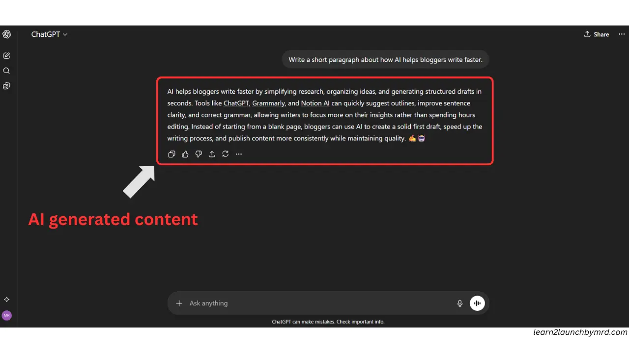 Example of a raw AI-generated paragraph before editing. - how to make AI content sound human