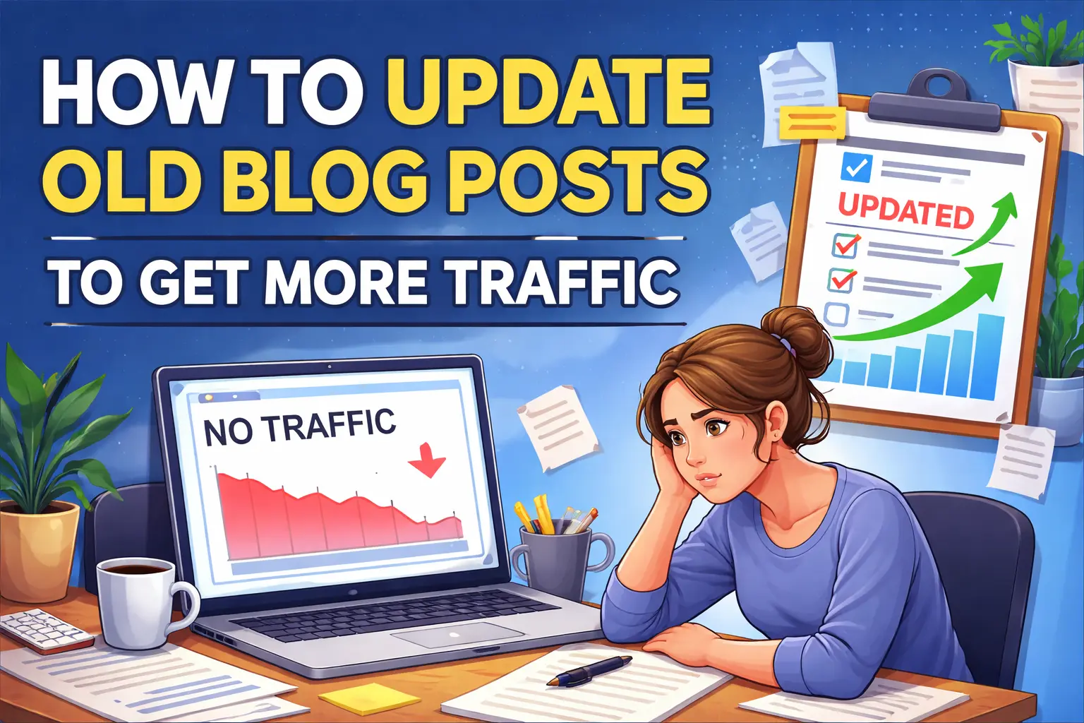 How to update old blog posts to get more traffic - featured image