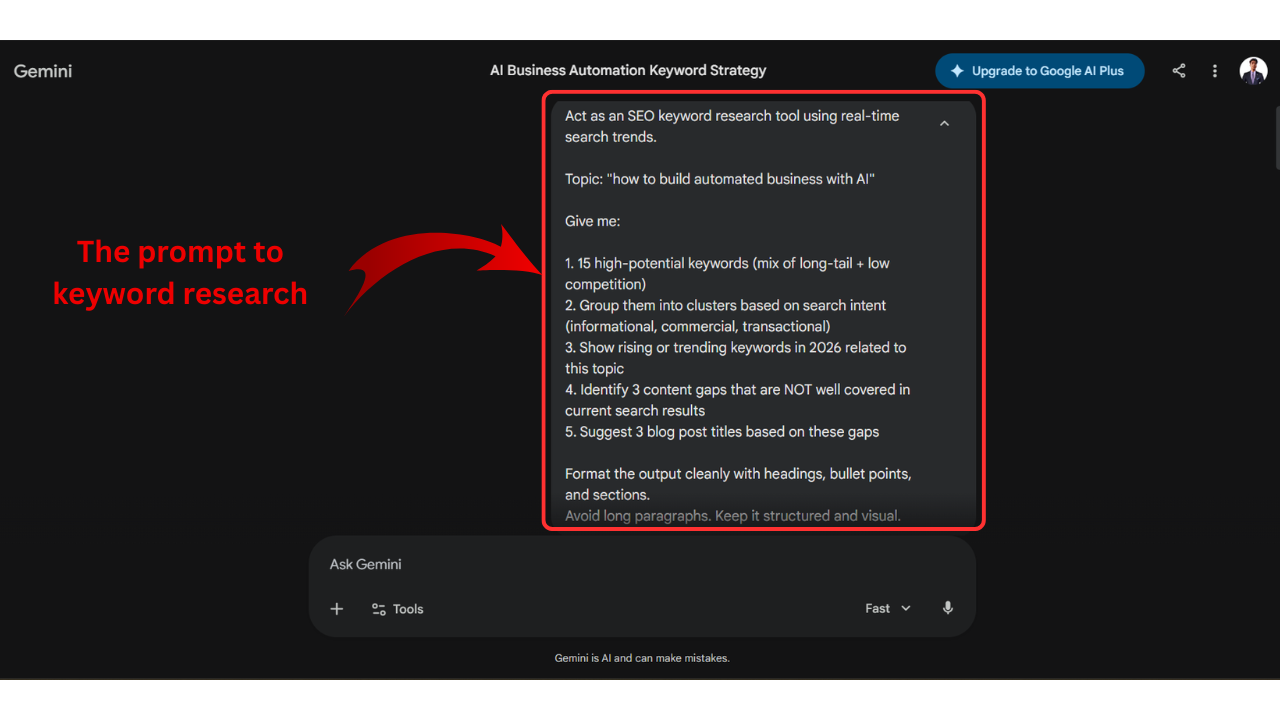AI SEO workflow Gemini for planning Claude for writing