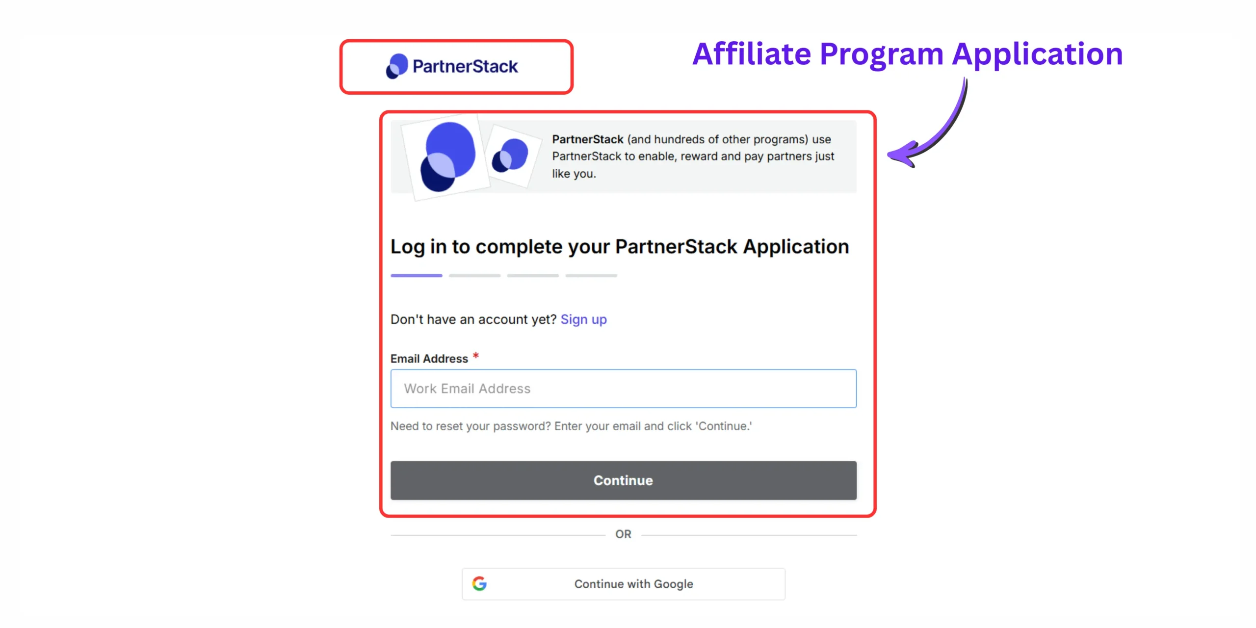 Screenshot of an affiliate program application page displaying commission information, cookie duration, program requirements, and application details