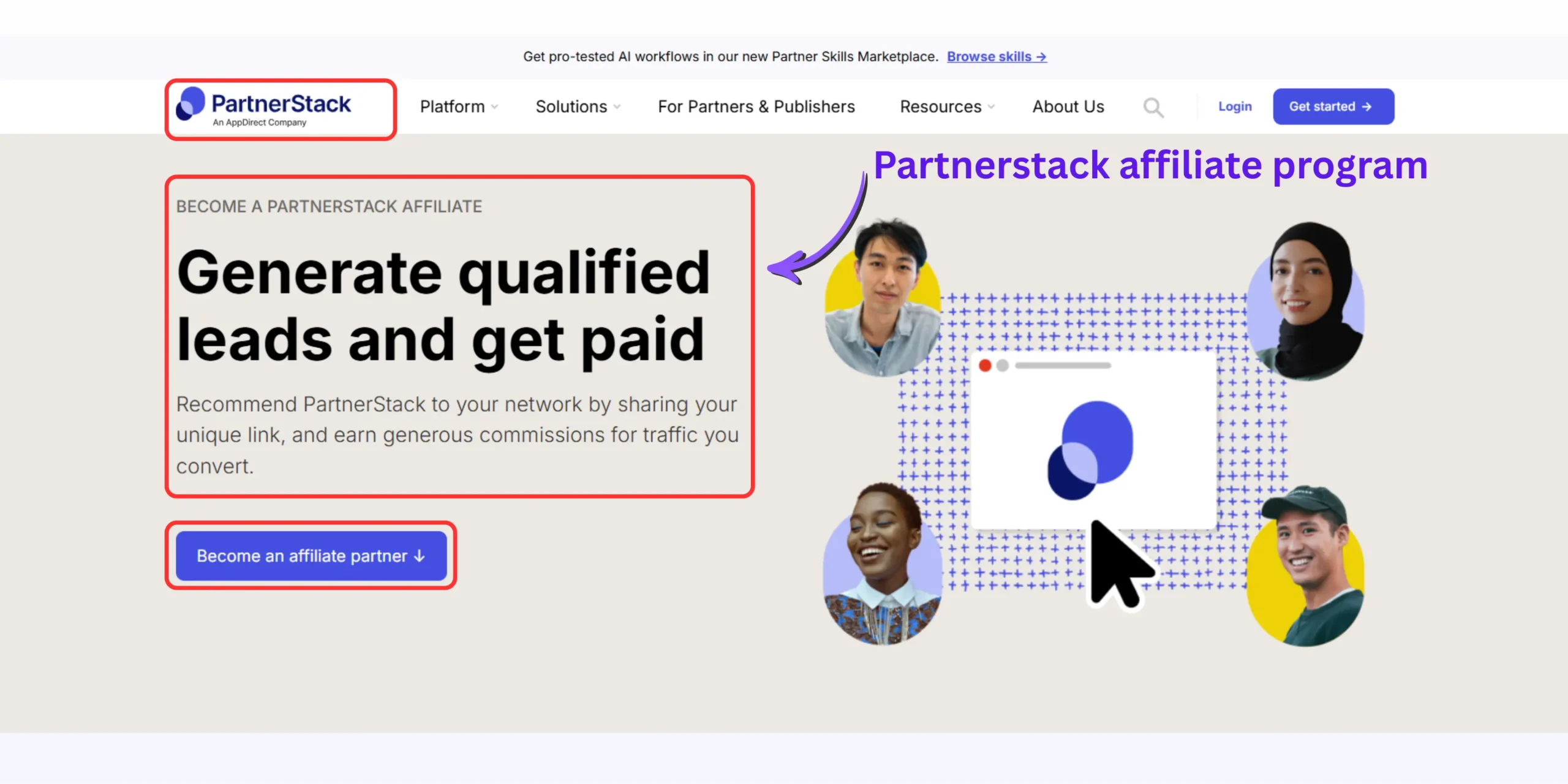 Screenshot of an affiliate marketplace dashboard showing available affiliate programs, categories, commission structures, and partnership opportunities for beginner bloggers