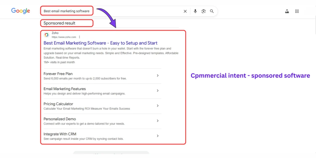 Google search results demonstrating commercial intent and competition during blog niche validation research.