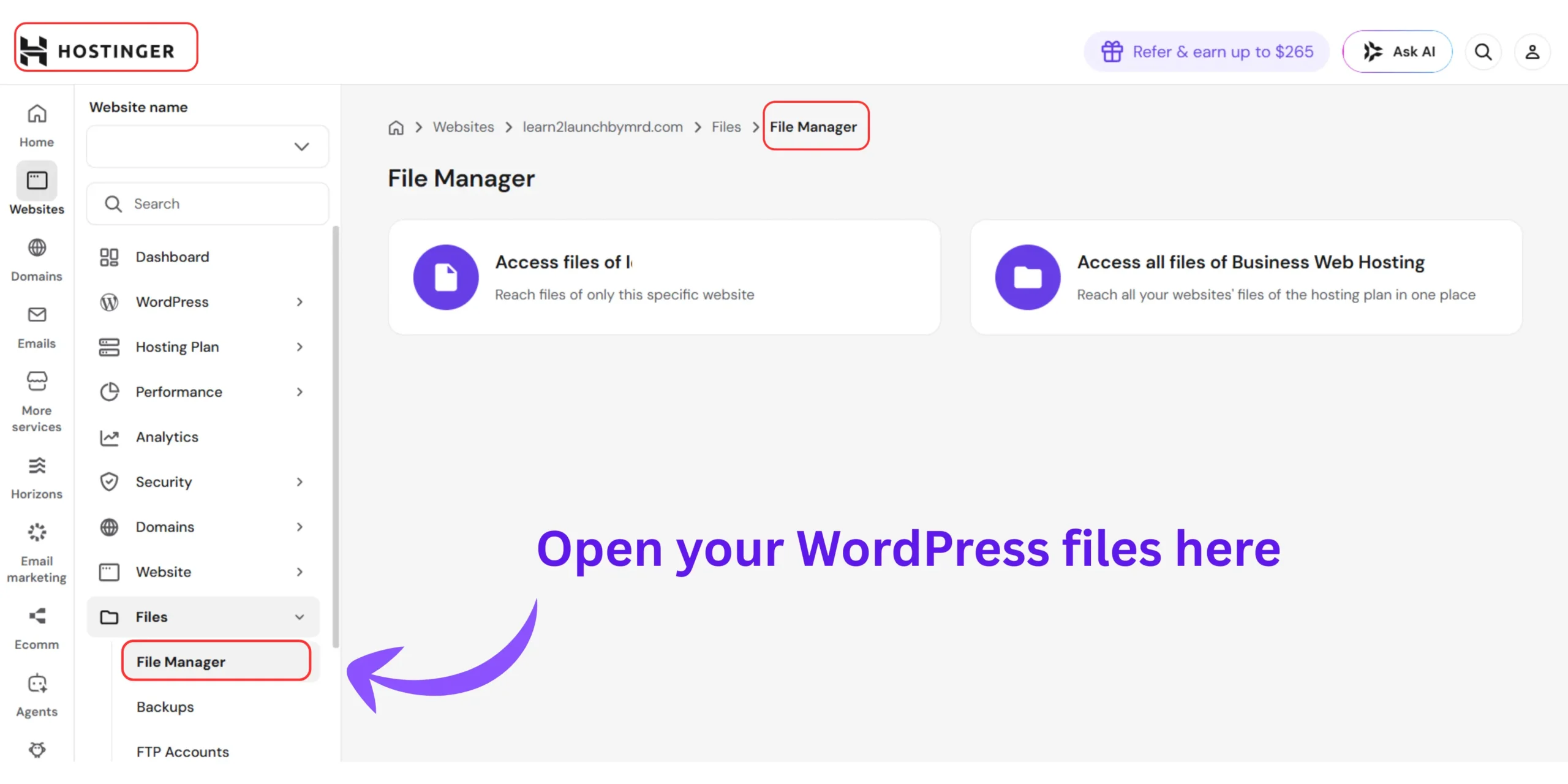 cPanel File Manager showing where to access WordPress installation files before learning how to isolate WordPress sites on shared hosting using secure file management.