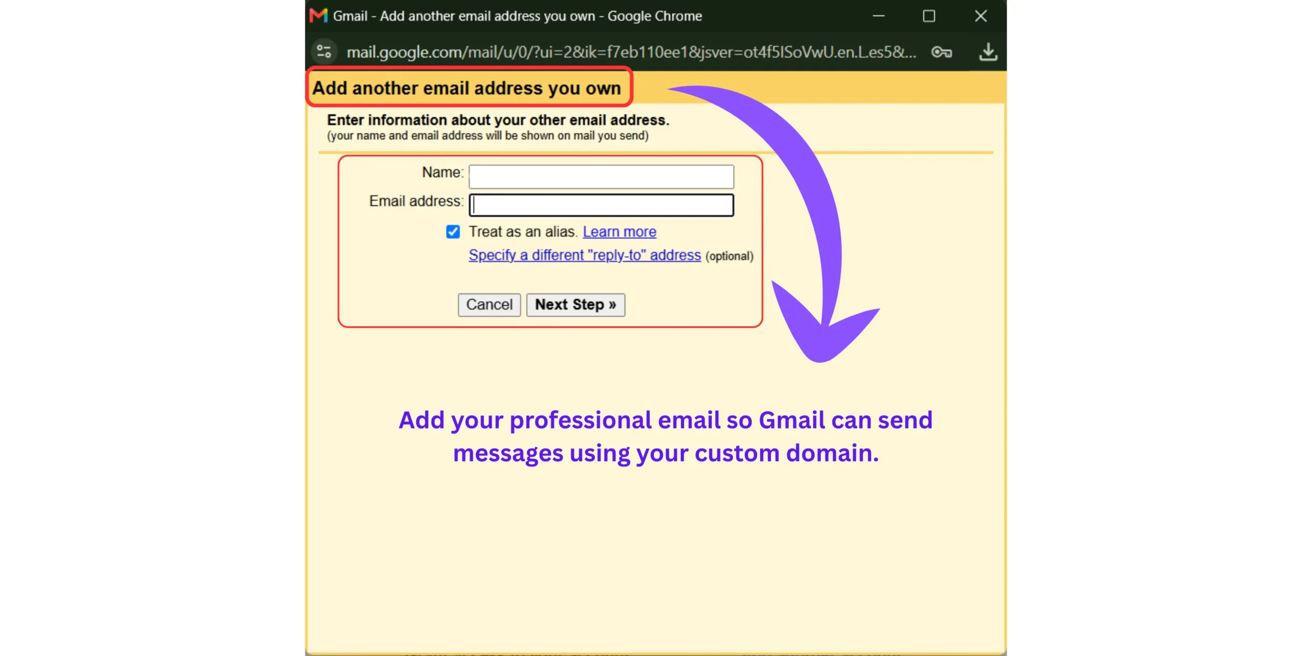 Gmail Send mail as settings for sending emails from a professional email address with your own domain.