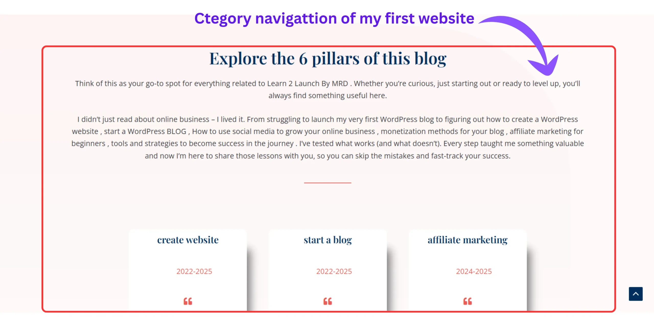 How to design a blog homepage in WordPress without coding- my first homepage's screenshot
