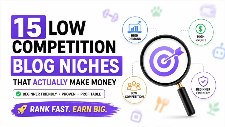 15 best low competition high income blog niches for beginners (Scored out of 100 for 2026)